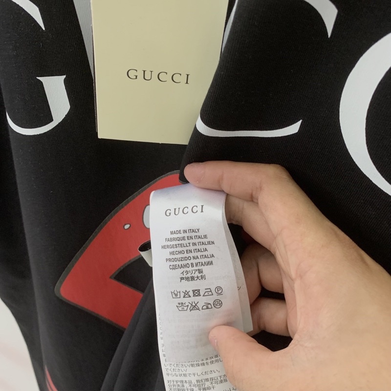 Áo Thun Gucci Môi , Áo Thun Cộc Tay Chất Liệu 100% Cotton