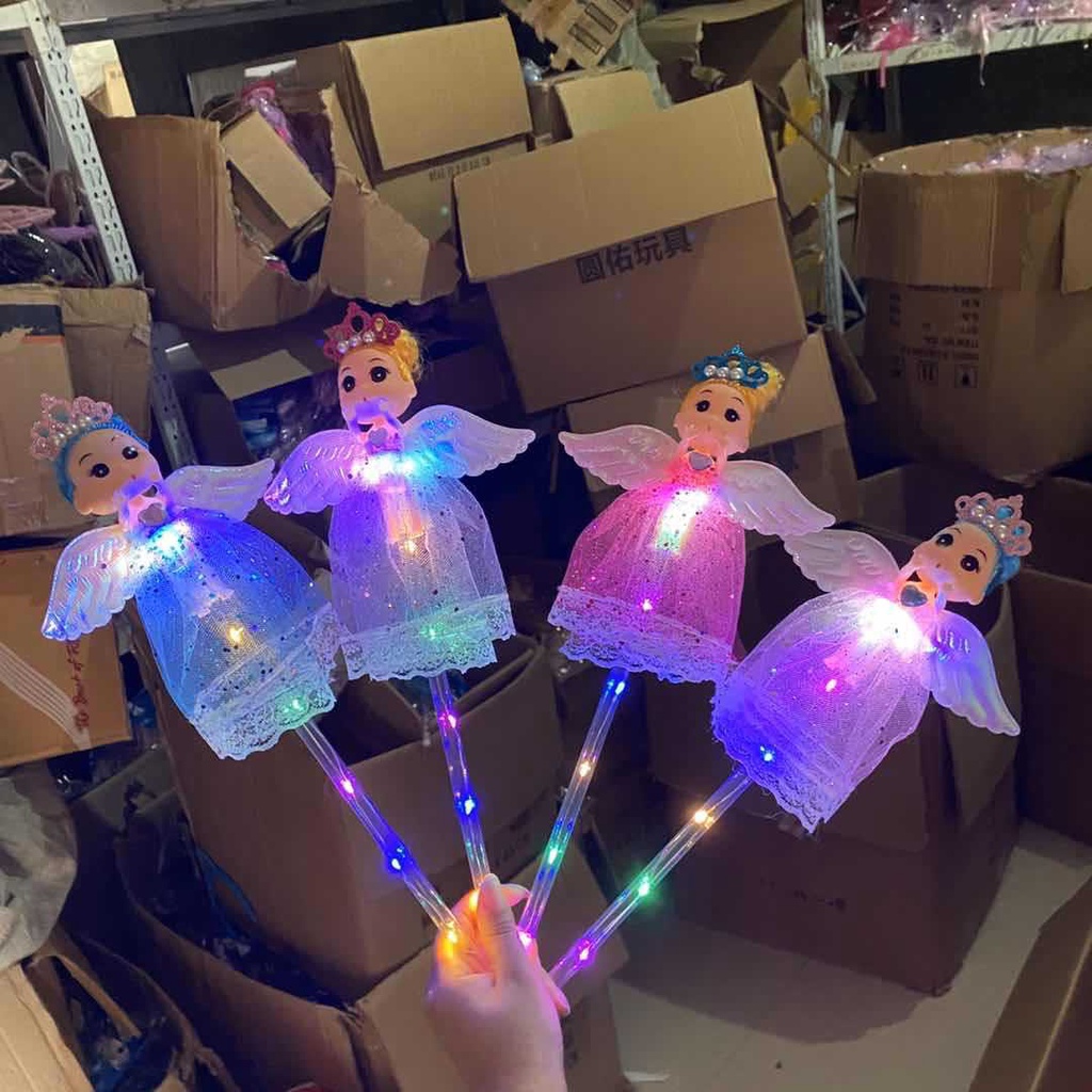 Gậy thiên thần có cánh phát sáng, gậy phát sáng búp bê chibi cho bé có kèm pin