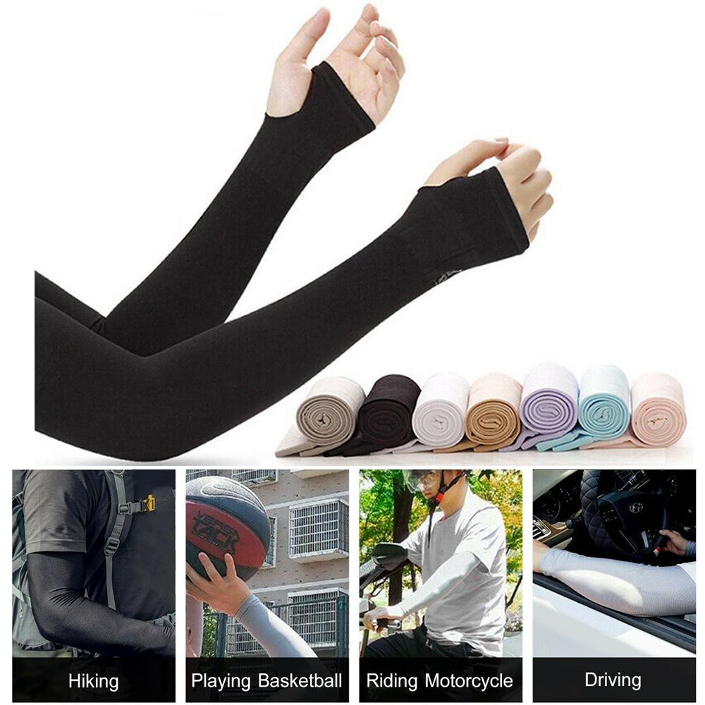 MYRONGVN 1 Pair Găng cánh tay thể thao hở ngón làm mát bảo vệ chống nắng tùy chọn màu sắc