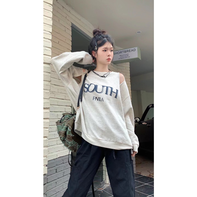 Áo Thun Nữ Dài Tay Cổ Tròn Hở Vai Thời Trang Hàn