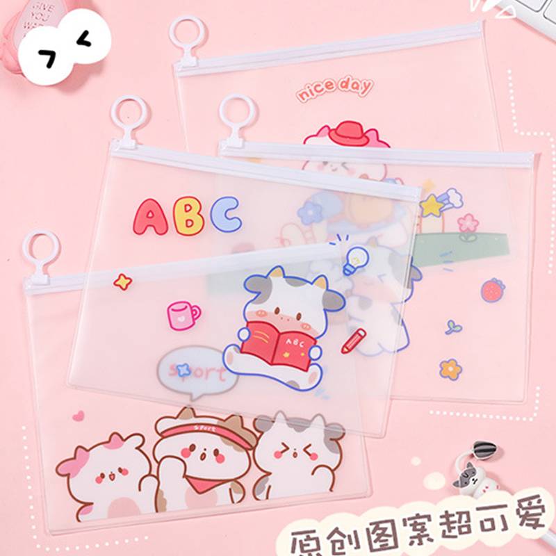 Hộp bút trong suốt túi đựng mỹ phẩm hình đáng yêu Kawaii Cartoon Large Pencil Case Stationery Storage Bags plastic Pencil Bag Cute Makeup Bag School Supplies for Girl Kids Gift