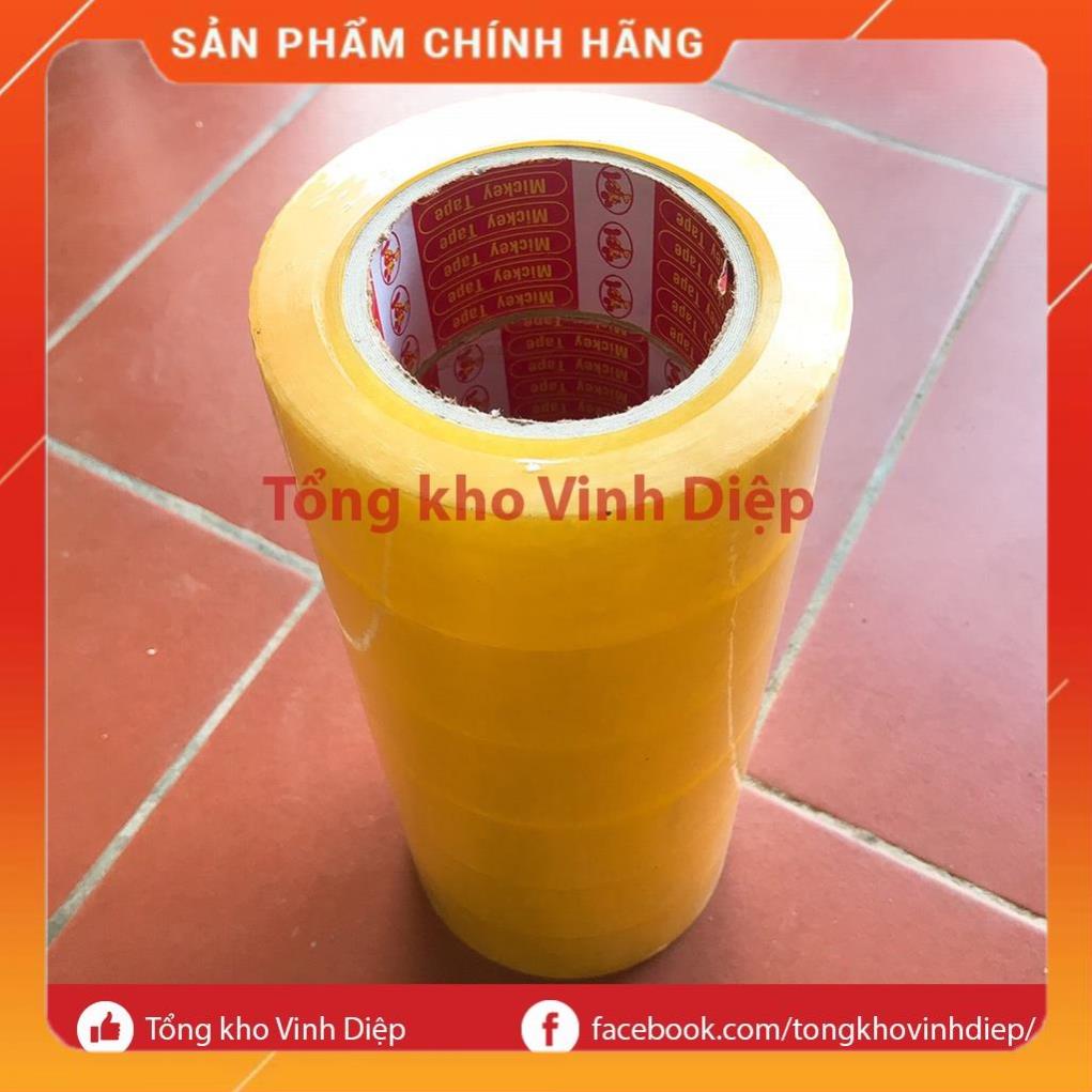01 cuộn băng dính băng keo 330gr lõi giấy 5ly 5mm đủ 3 màu vàng chanh, trong suốt, nâu