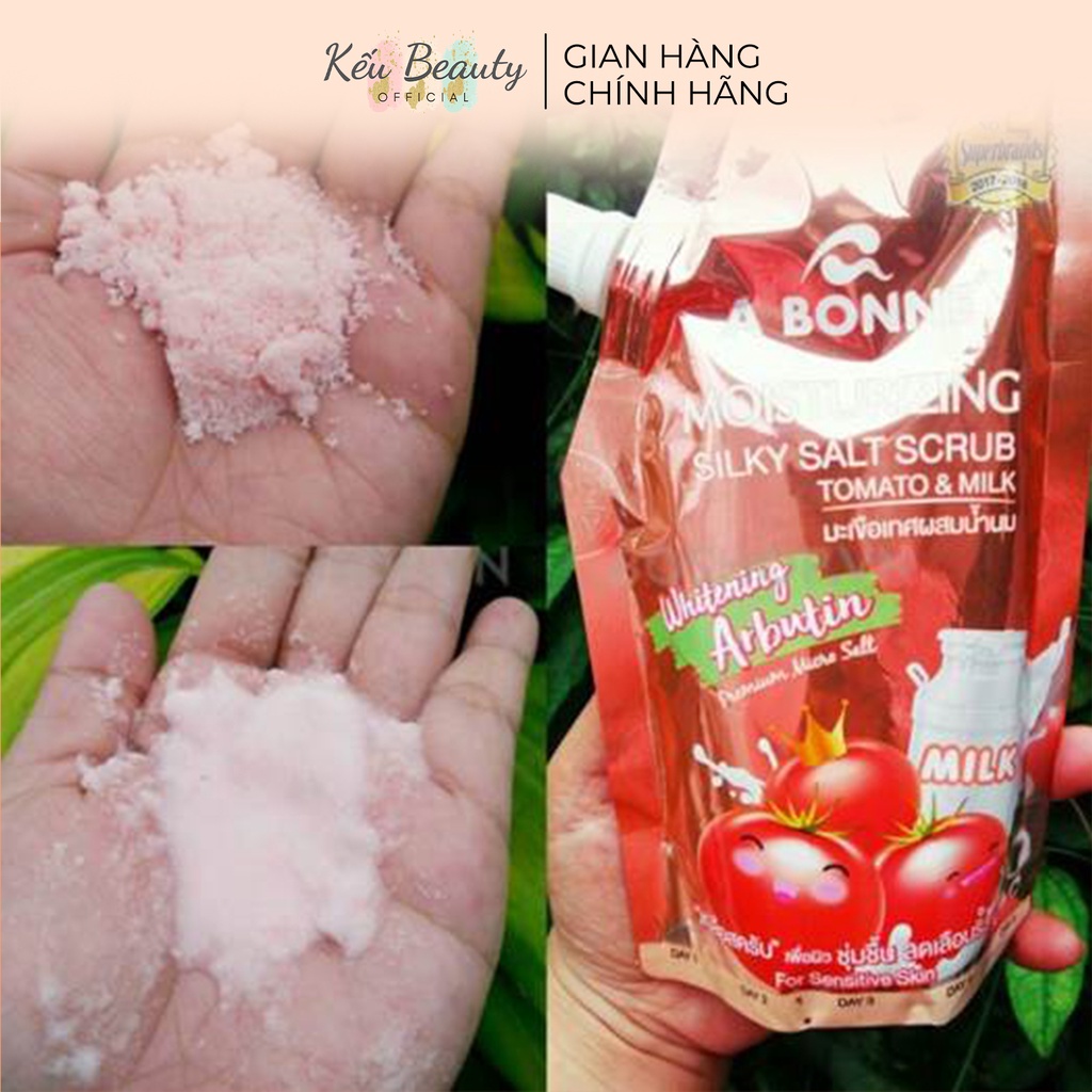 Muối tắm tẩy da chết dưỡng ẩm A Bonne Moisturizing Silky Salt Scrub cà chua 350g (Có vòi)