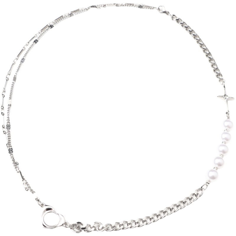 Vòng cổ đính hạt ngọc trai phong cách hip hop thời trang Hàn Quốc