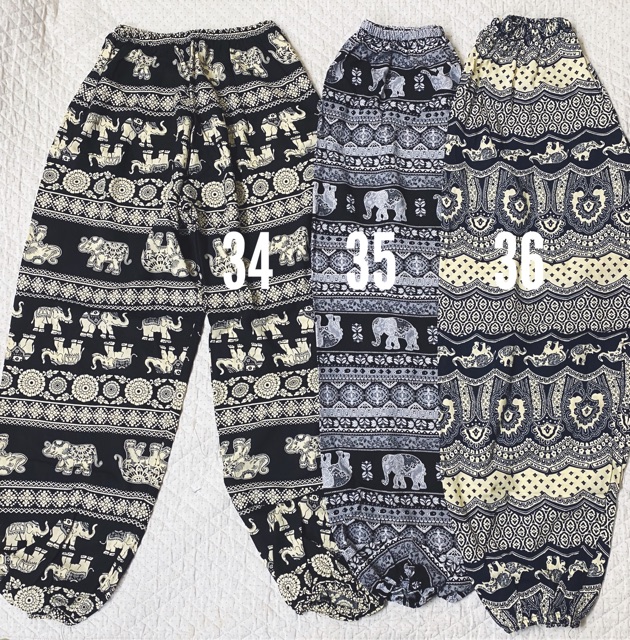 Quần lanh dài thổ cẩm alibaba bo gấu (form to dài 95cm) | BigBuy360 - bigbuy360.vn