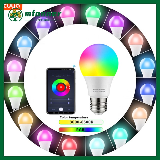 Bóng Đèn Led Đổi Màu Thông Minh Mfonner Wifi Rgb 9w Điều Khiển Bằng Giọng Nói Tiện Dụng