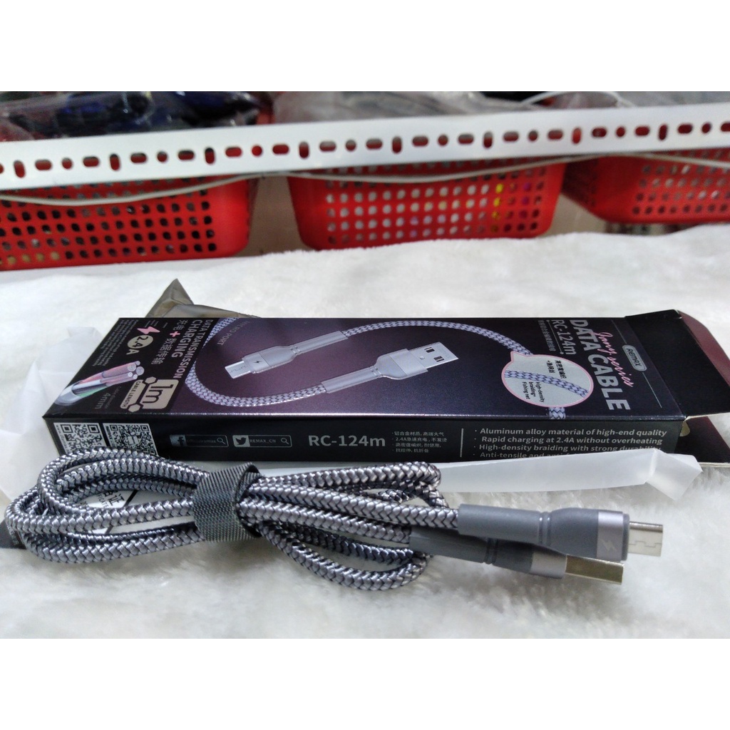 Cáp Sạc Chính Hãng RC-124i - Cáp Sạc Nhanh 2.4A Chống Gãy Cao Cấp Dài 1M Cho IP- Bảo Hành 12T