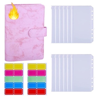 Bộ bìa sổ còng 6 lỗ A6 bằng da PU + túi rời đựng tiền mặt giúp tiết kiệm tiền quản lý ngân sách