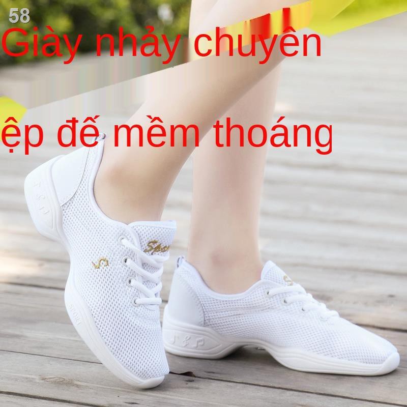 nhiều lần để nghe thấy bề mặt lưới giày khiêu vũ thể thao nữ người lớn gót vuông giữa mớiQ