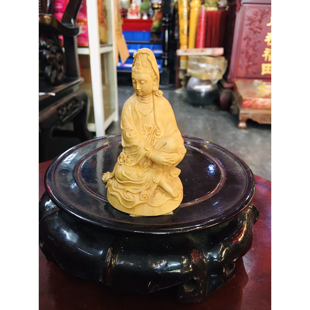 Tượng Quan Âm Tự Tại gỗ hoàng dương,phong thủy thờ cúng- Văn phòng phẩm Nhơn Phát
