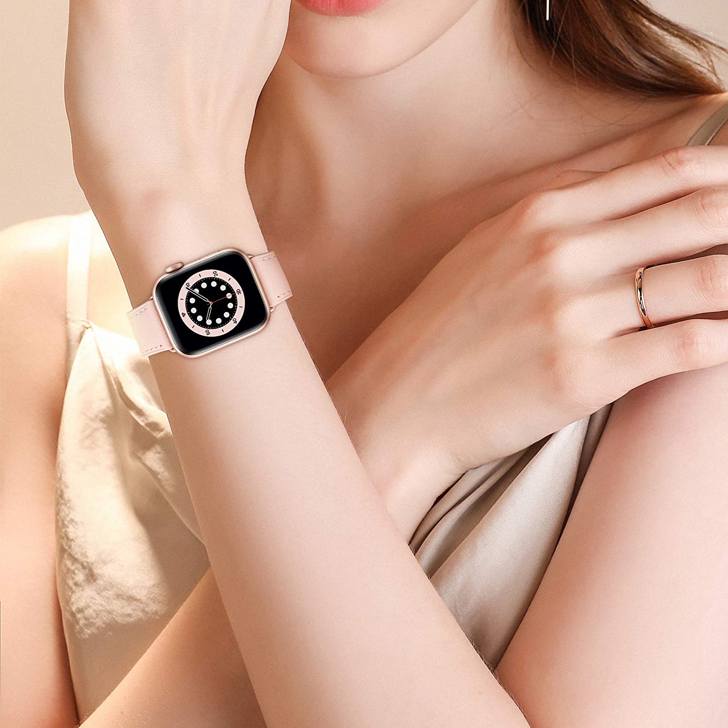 T5 Dây Đeo Da Pu Mềm Cho Đồng Hồ Thông Minh Apple Watch 44 40 42 38 mm Iwatch Series 6 Se 5 4 3 2 1