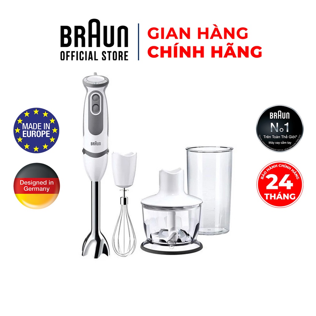 Máy xay cầm tay Braun MQ5235 Sản xuất 100% tại Châu Âu Số 1 thế giới, Công suất 1000w, chống văng độc quyền, xay nhanh.