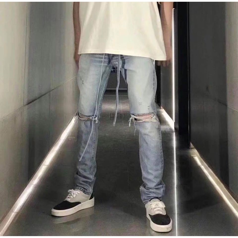 Quần jeans FOG rách gối sixth collection cao cấp full tag túi, quần bò FOG