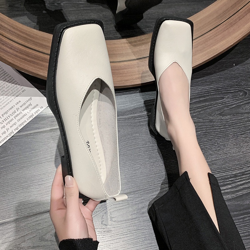 Giày búp bê IELGY mũi vuông chống trượt phong cách retro thời trang