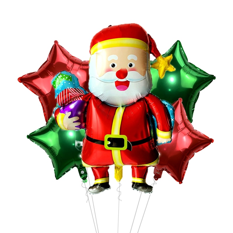 Set 5 bong bóng bơm hơi nhôm kiểu ông già noel người tuyết hoạt hình trang trí Giáng sinh