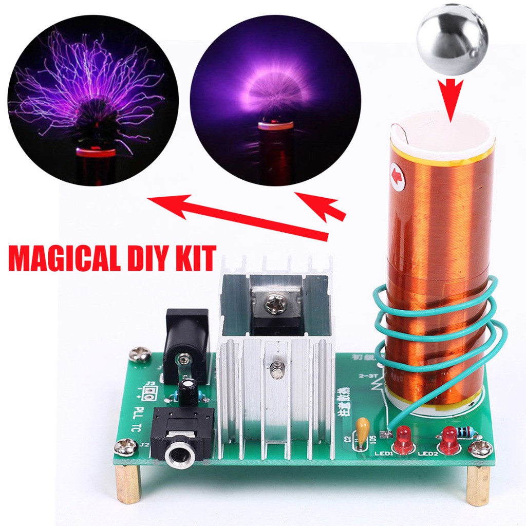 Bộ phụ kiện loa cuộn Tesla plasma mini 15W DIY kèm bóng không gỉ