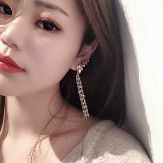 Long silver earrings S925 long red Korean net