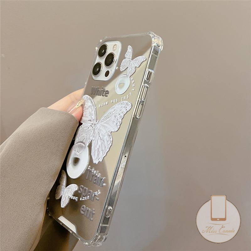 Ốp Điện Thoại Tpu Mềm Trong Suốt Gắn Gương Hình Bướm Cho iPhone 11 7Plus 8Plus XR X XS Max 12 13 11 Pro Max 6 6S Plus 7 8 SE 2020