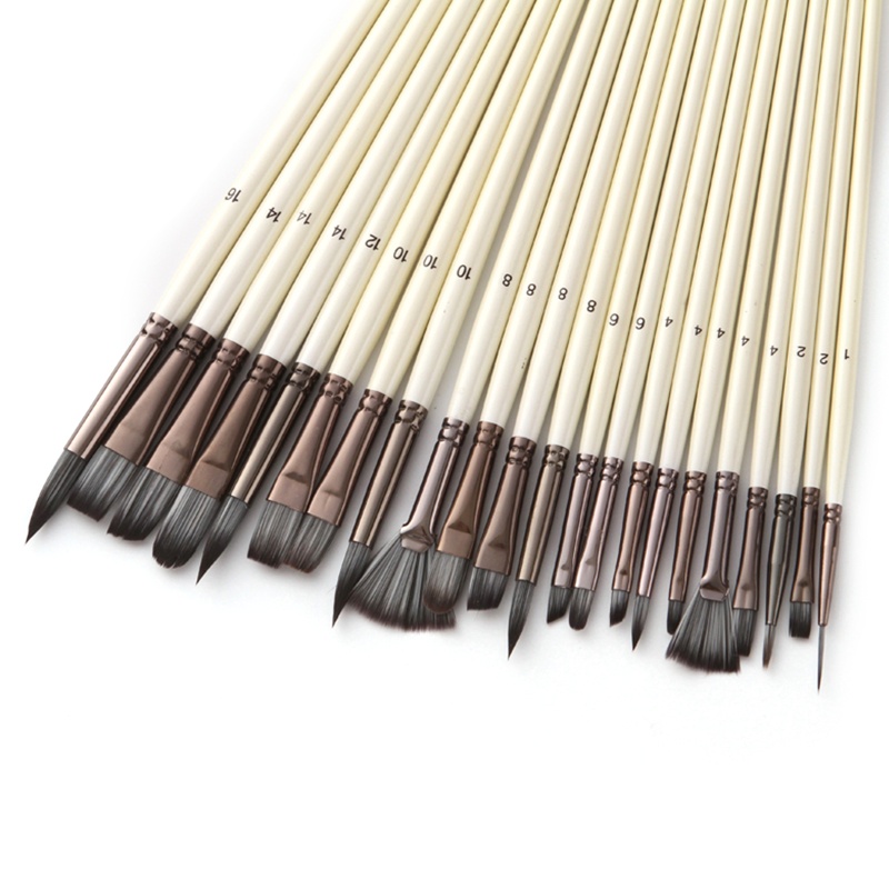 Set 24 Cọ Vẽ Màu Nước Tay Cầm Bằng Nhựa Acrylic