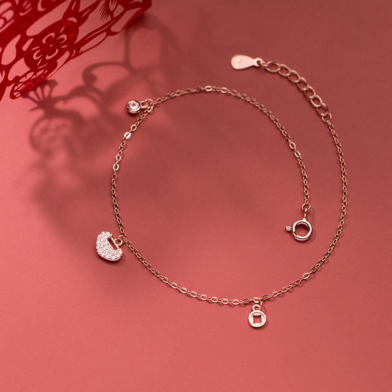 Lắc Chân Mạ Bạc 925 Đính Đá Đơn Giản Thời Trang