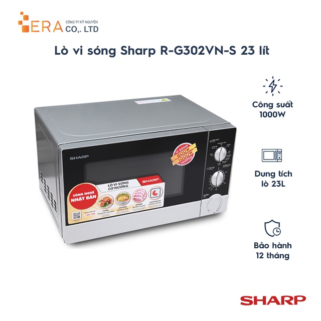 [Mã ELHADEV giảm 4% đơn 300K] Lò vi sóng Sharp R-G302VN-S 23 lít