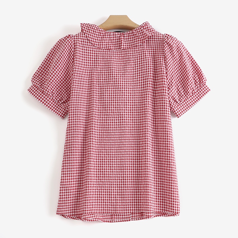 ZANZEA Áo Sơ Mi Tay Ngắn Cài Nút Họa Tiết Sọc Caro Thời Trang Cho Nữ