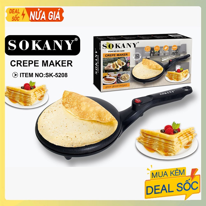 Máy làm bánh pancake, bánh crepe, bánh cuốn Sokany