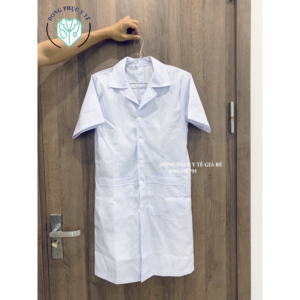 Áo Blouse Điều Dưỡng, Y Tá Nam Nữ Dáng Dài Vải Lon Nhật