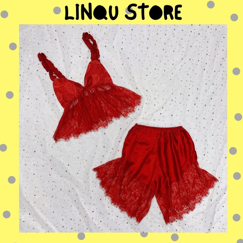 Đồ ngủ sexy Freeship Đồ ngủ sexy phối ren mềm gợi cảm chất lụa satin mềm mịn Freesize dưới 60kg - Linqu Sleepwear