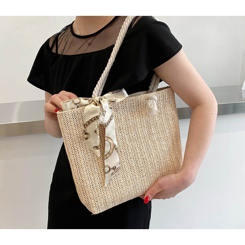 Túi cói Bag.ThanhThu tặng kèm khăn size to 501