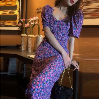 Đầm Maxi Vải Voan In Hoa Phong Cách Vintage Pháp Cho Nữ