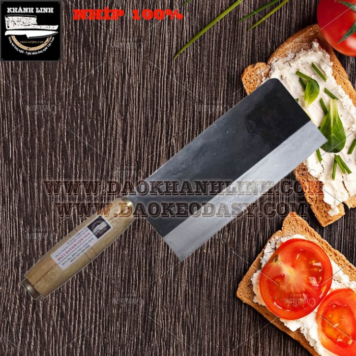 Dao Khánh Linh (dao Đa Sỹ) - Dao phở chặt cán tròn trắng (dao chặt thịt gà) làm bằng nhíp 100% - Khánh Linh