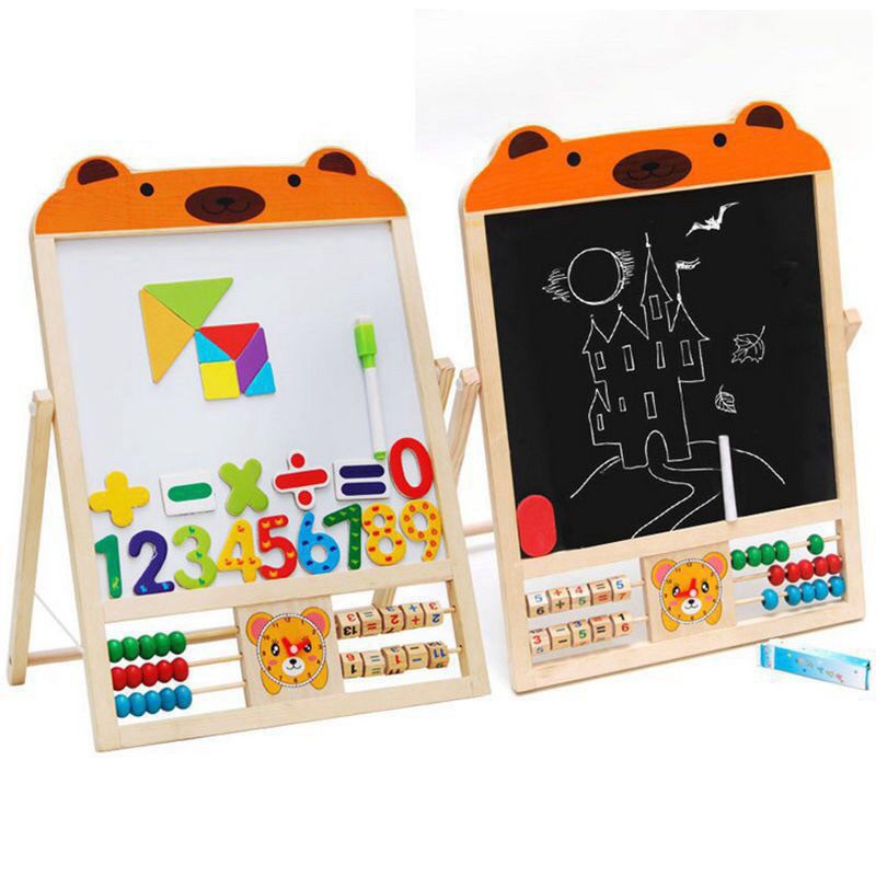 Bảng gỗ bằng nam châm học toán học vẽ 2 mặt cho bé-hàng Y hình mô tả