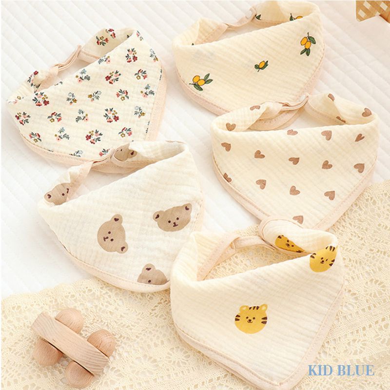 Khăn Yếm Vải Cotton Hai Lớp Hình Tam Giác Dành Cho Bé