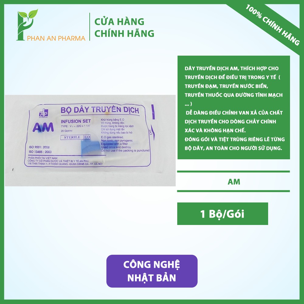 Dây truyền dịch AM – Dây truyền tĩnh mạch AM (Gói 1 Cái) - Phan An CN379