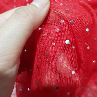 Voan Lưới Kim Sa Đỏ Lấp Lánh