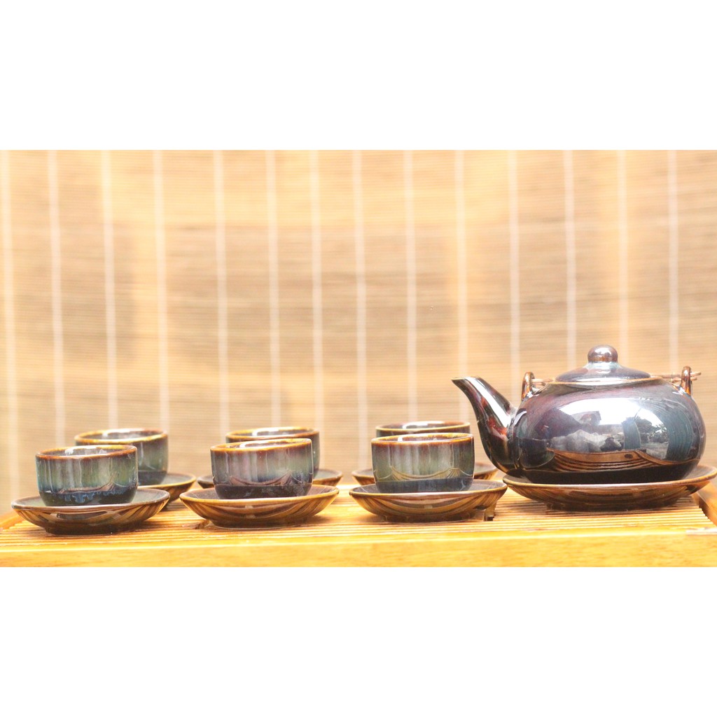 Ấm chén Bát Tràng 💰XẢ KHO BÙ LỖ💰 ấm trà men hỏa biến cao cấp giá rẻ