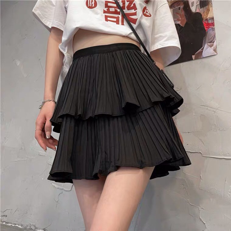 Chân váy xòe 2 tầng xếp ly dáng ngắn | BigBuy360 - bigbuy360.vn