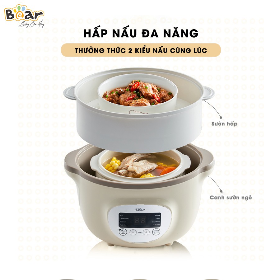 Nồi Nấu Chậm, nồi hầm cháo, nồi chưng yến,nồi hấp, ninh cách thủy đa năng 1.6 Lít - Bản Quốc Tế