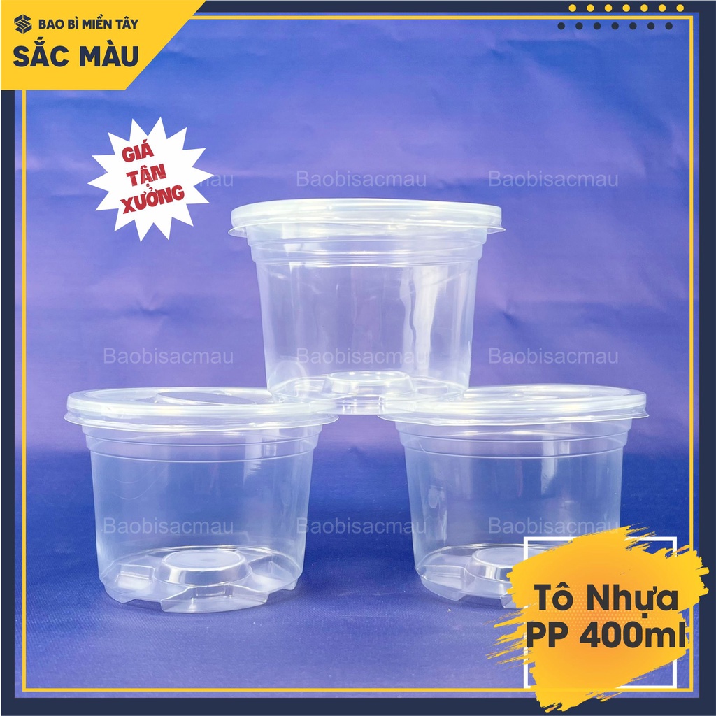 Sét 50 Tô nhựa PP 400ml kèm nắp, tô nhựa đựng thực phẩm, chịu nhiệt tốt