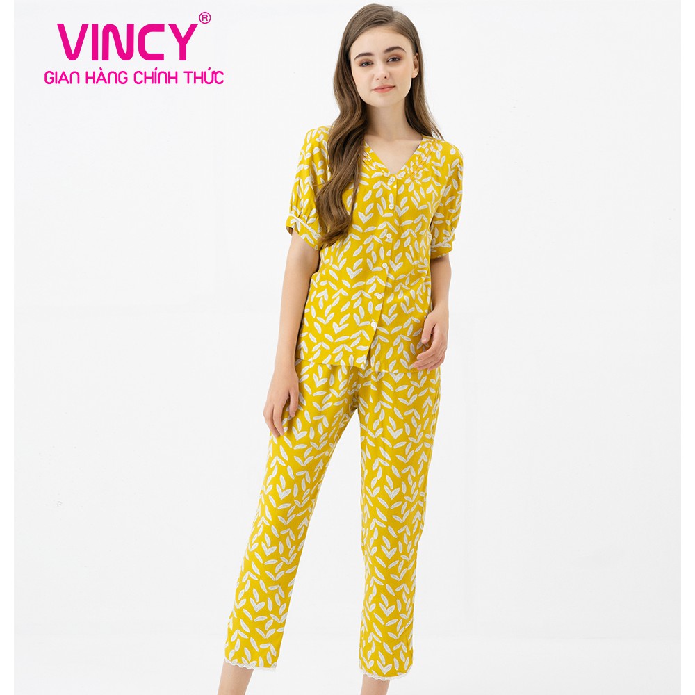 [Mã FASHIONMALLT4 giảm 15% đơn 150k] Đồ bộ nữ Vincy tole dài cổ xếp ly BKD370W91