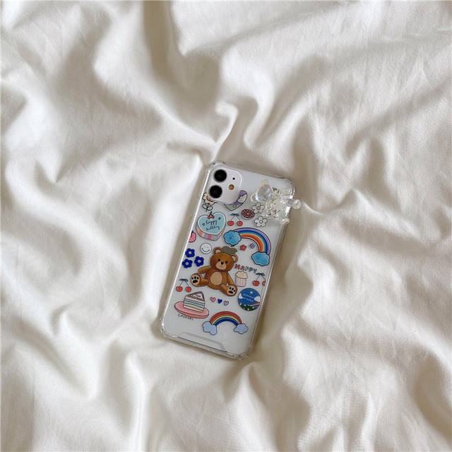 Ốp điện thoại mềm hình gấu hoạt họa phối dây xích cho iPhone 7 8 7 plus 8 plus 11 11 pro 11 pro max xr x/xs xs max 12 PRO MAX | BigBuy360 - bigbuy360.vn