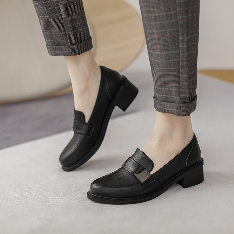 Giày da đế cao 5cm phong cách thời trang cổ điển cho nữ | BigBuy360 - bigbuy360.vn