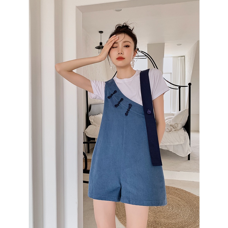 Jumpsuit Ngắn Hai Dây Dáng Rộng Thời Trang Mùa Hè Hàng Mới 2022