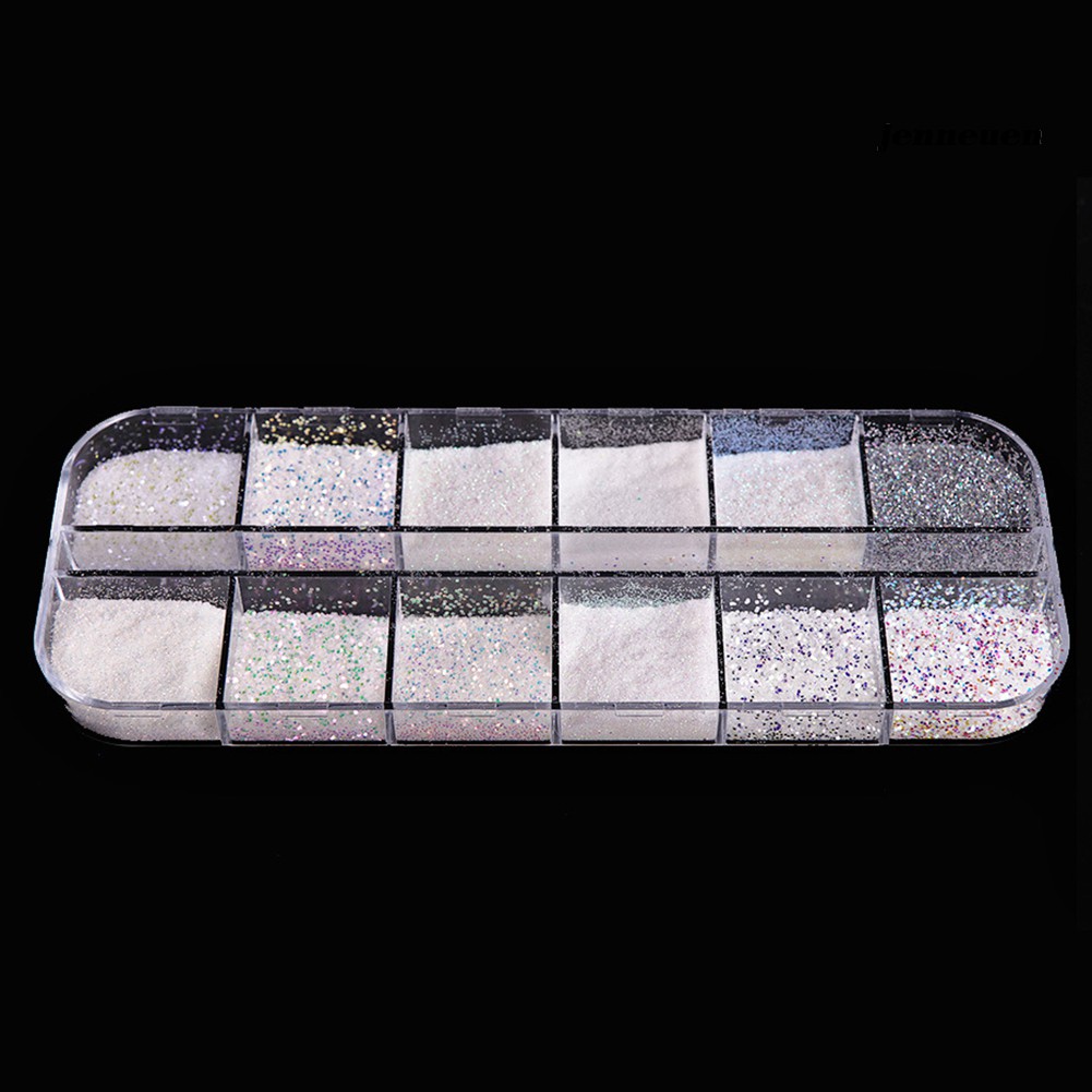 [Hàng mới về] Hộp kim tuyến 12 ngăn trang trí móng tay 3D sang trọng