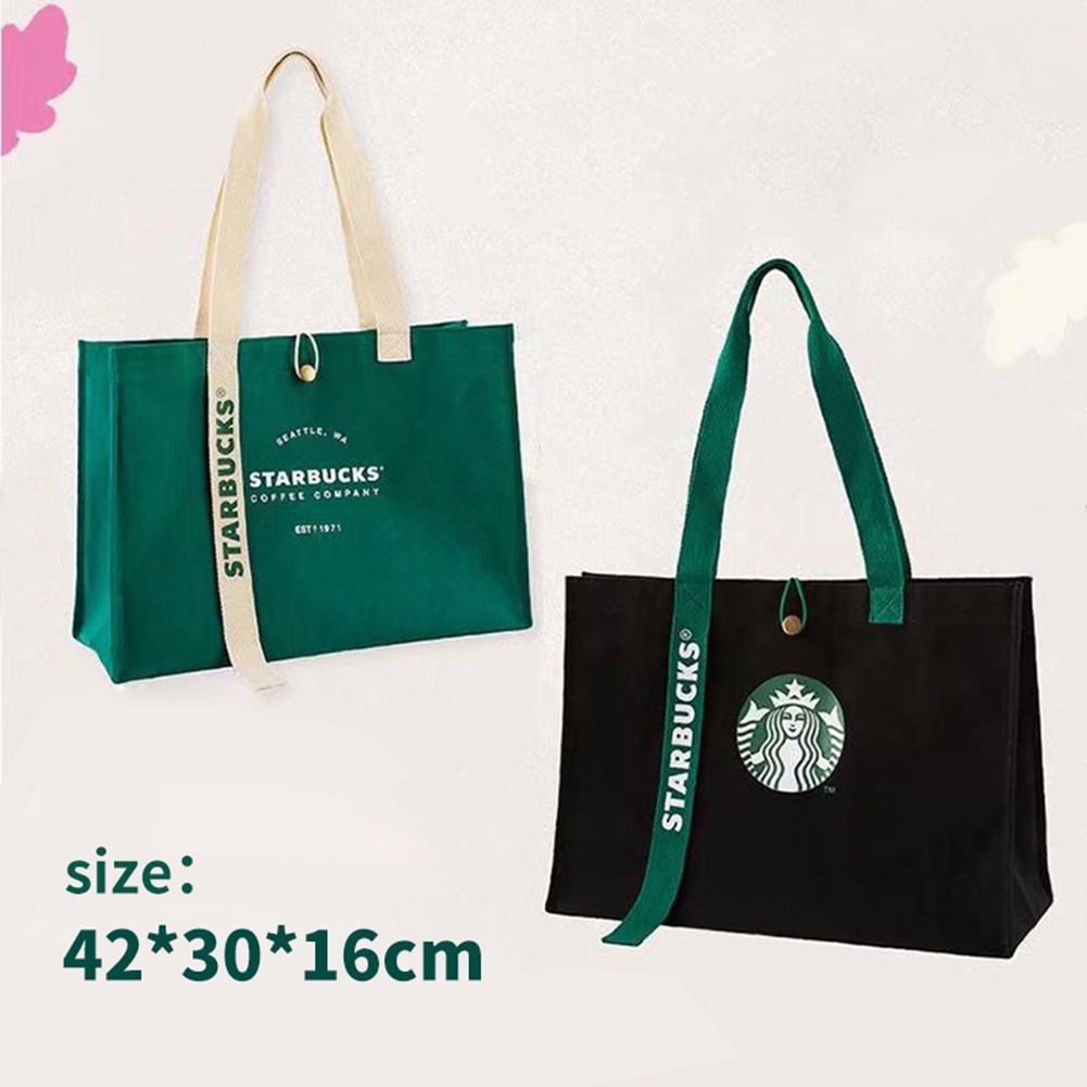 Túi xách canvas đi biển cỡ lớn in logo Starbucks