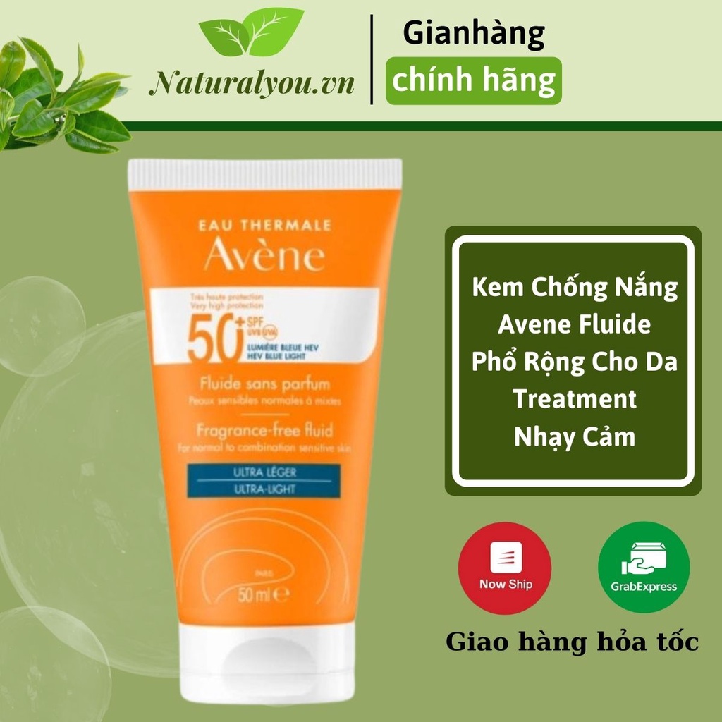 Kem Chống Nắng Avene Fluide Phổ Rộng Cho Da Treatment Nhạy Cảm Khô Sans Parfum 50ml Spf50 Nâng Tone Naturalyou.vn
