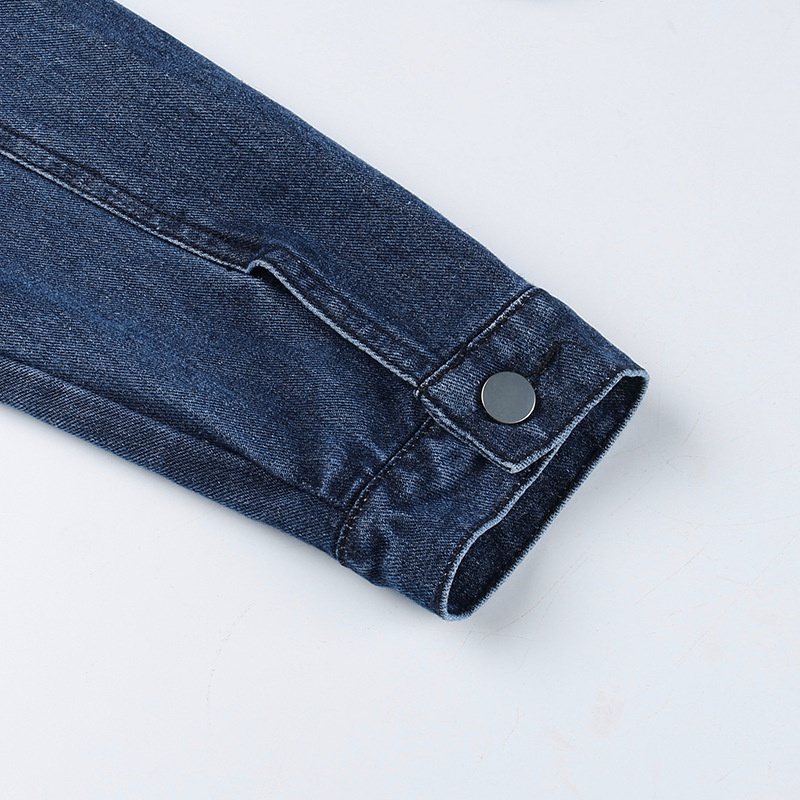 Áo Khoác Denim Tay Dài Cổ Bẻ Phối Nút Thời Trang Đường Phố Cá Tính Cho Nữ