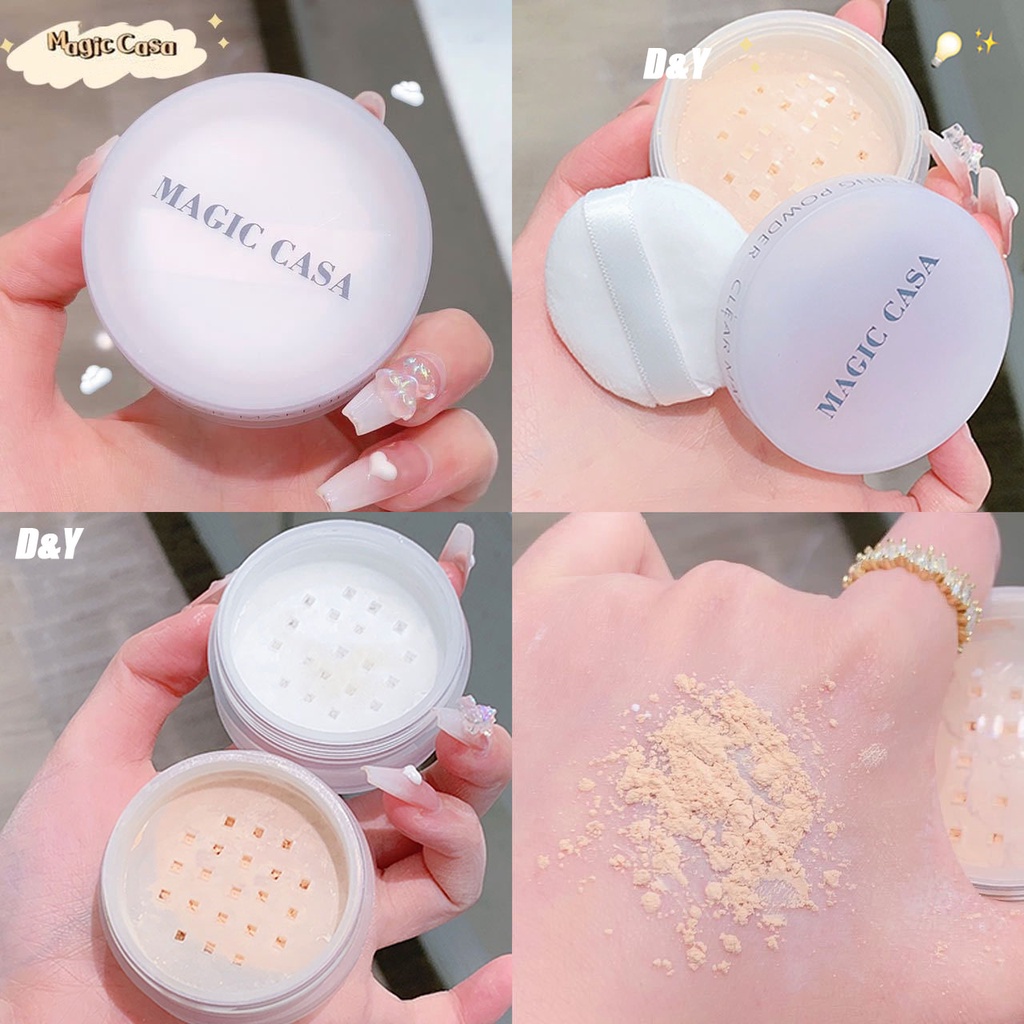 Phấn phủ dạng bột MAGIC CASA tông nhung lì giúp kiểm soát dầu chống nước lâu trôi