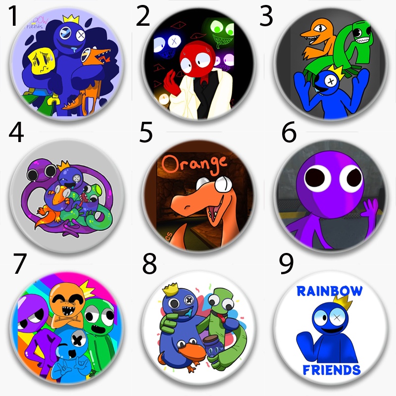 Huy Hiệu hình Rainbow friends Red green purple blue yellow
